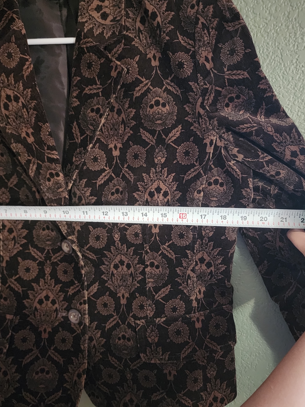 Willi Smith Velvet Floral Damask Blazer Jacket Brown Black Tapestry - Picture 4 of 4